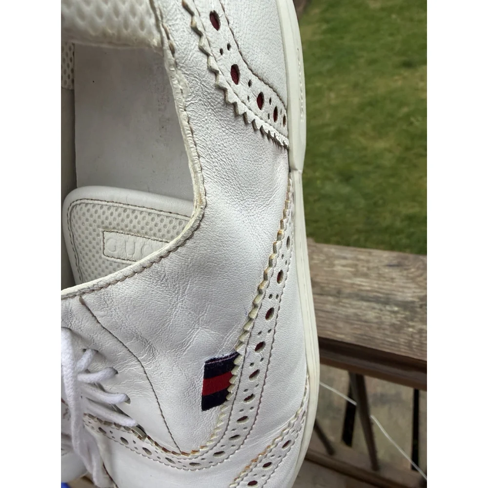 Gucci Men's White Leather Lace-up Sneakers Shoes Pre Owned US 9 1/2 - Picture 13 of 16